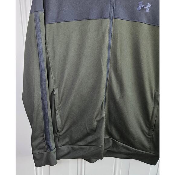Under Armour Green Fitted Mens XL Track Jacket Zip UP Collared Active Wear Gym - Picture 4 of 6